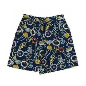 Vintage Jones New York Sport Nautical Short Size M Navy Linen Cotton High Waist